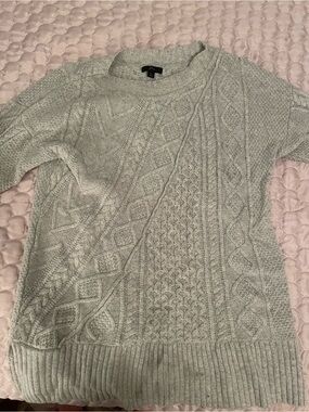 J. Crew Light Gray Cable Crewneck Sweater